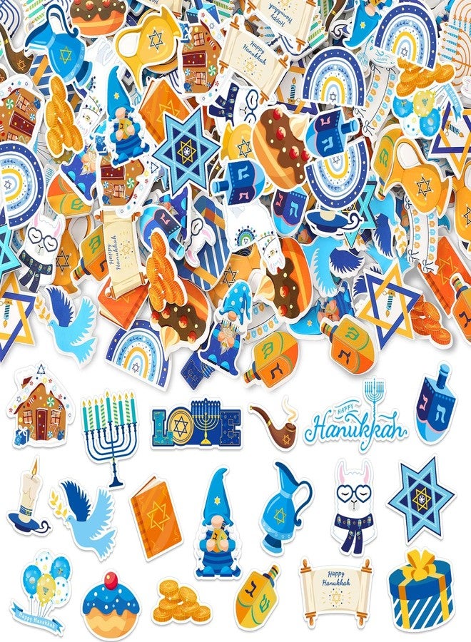 JULBEAR Hanukkah Foam Sticker, 300Pcs Chanukah Menorah Dreidel David Star Self Adhesive Foam Stickers for Kids Hanukkah Party Favors DIY Crafts Winter Decorations - Image 1